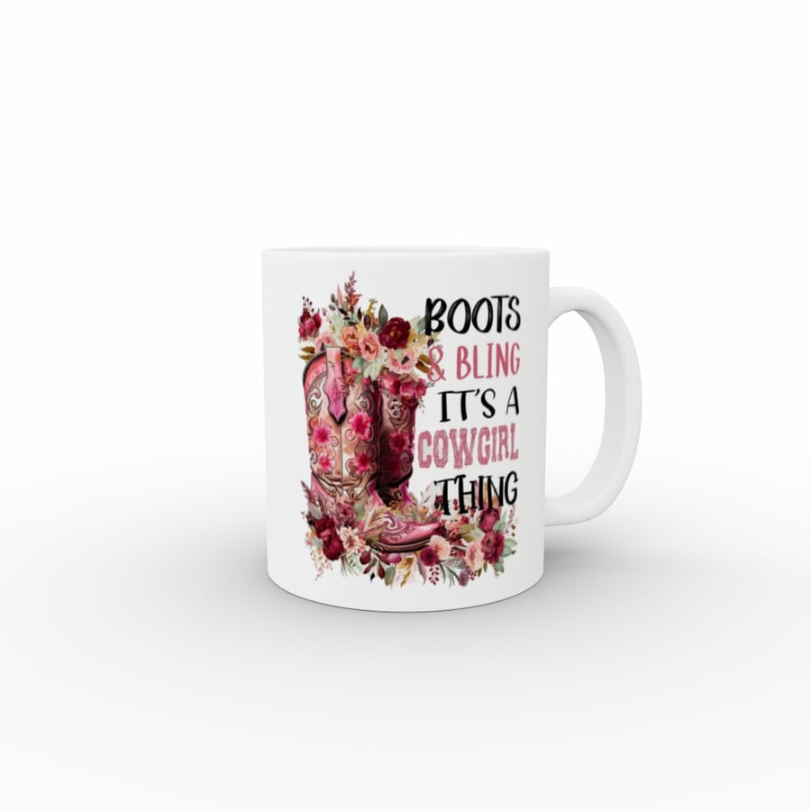 PERSONALISED COFFEE MUG BOOTS N BLING