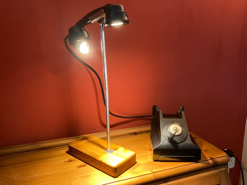Decorative Desk or Table Lamp, Repurposed Vintage Ericsson Bakelite Telephone