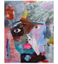 Original Print Abstract Portrait Collage Surreal Colourful Outsider Art Face