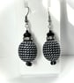 Chunky Bead Black and White Dangly Earrings
