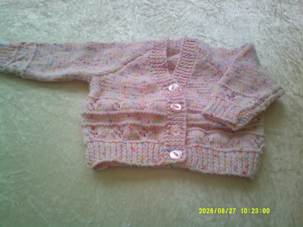 Pink 18 inch V Neck Cardigan
