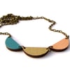 Trio Scallop Semi Circle Wooden Necklace