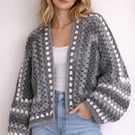 Grey crochet Cardigan - small