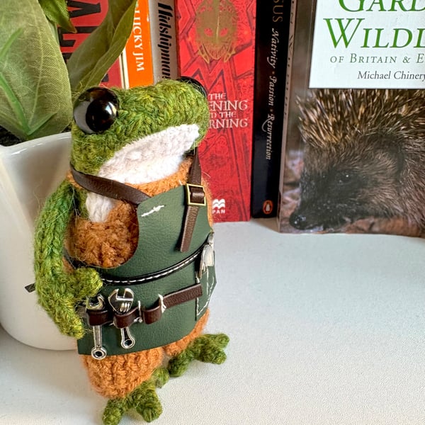 Handmade knitted frog