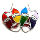 Comedy Tragedy Mask Stained Glass Suncatcher Rainbow handmade 
