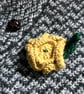 Hand knitted rose flower brooch pin - Yellow ochre - Image 3