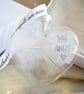 My Angel Memorial Feather Bauble, Heart Glass Christmas Ornament, In Loving Memo - Image 3