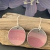 Hand painted aluminium earrings sage and pink stripes