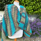 Rectangular lace wrap shawl or oversized scarf in soft merino wool 
