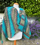Rectangular lace wrap shawl or oversized scarf in soft merino wool  - Image 2