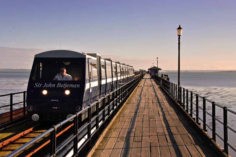 Southend on Sea Pier And Railway Train Essex UK 18"x12" Print