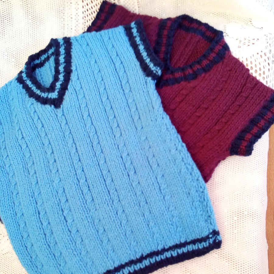 Child's  Cabled Pullover, Sleeveless Cabled Jumper, Birthday Gift for Child