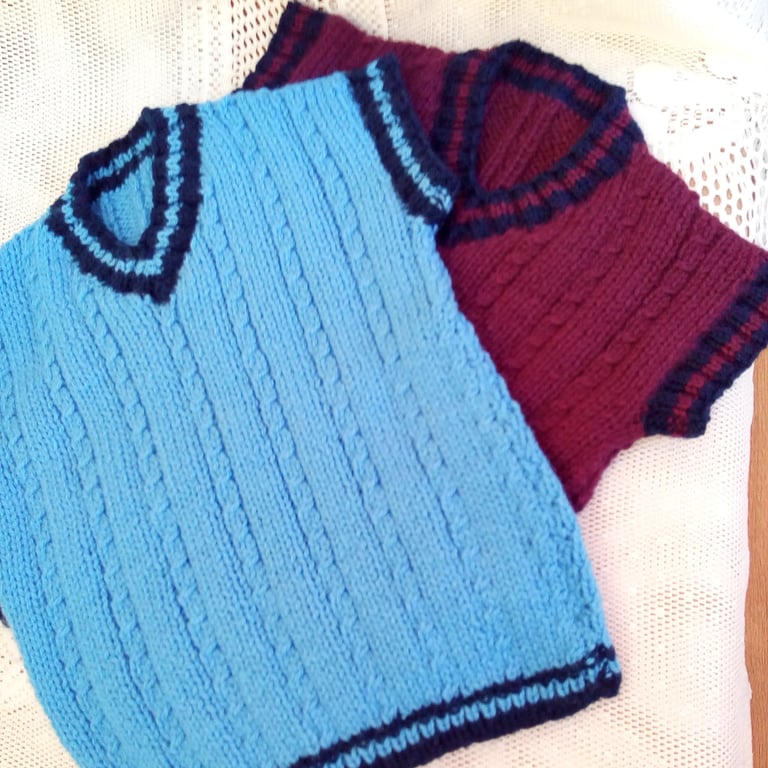 Child's  Cabled Pullover, Sleeveless Cabled Jumper, Birthday Gift for Child