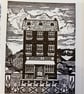 Lino Print of a Derbyshire Bookshop Black