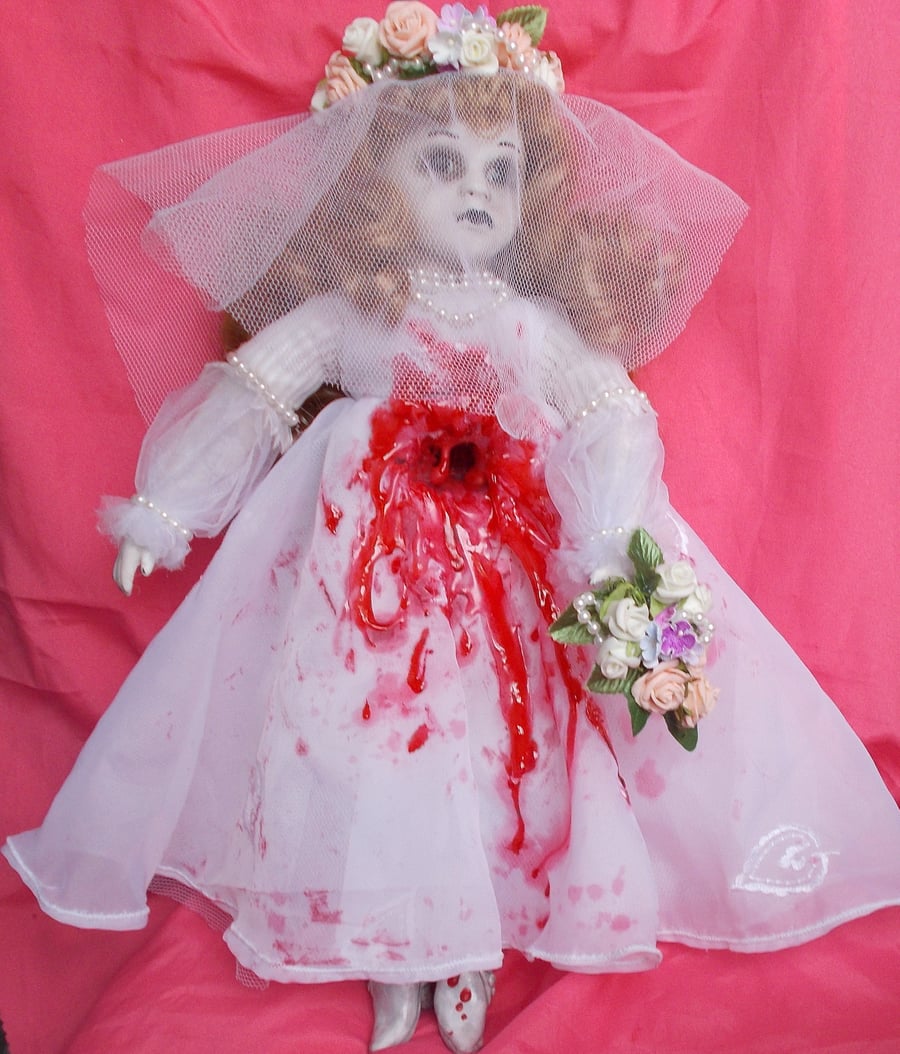 OOAK Creepy Horror Monster Shot Gun Wedding 16" (40cm) collectable
