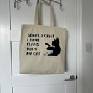 Tote Bag with fun Cat design and phrase