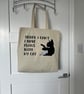 Cat Tote Bag – Cheeky Devon Rex Design with 'Stay Home with the Cat' Phrase - Image 1