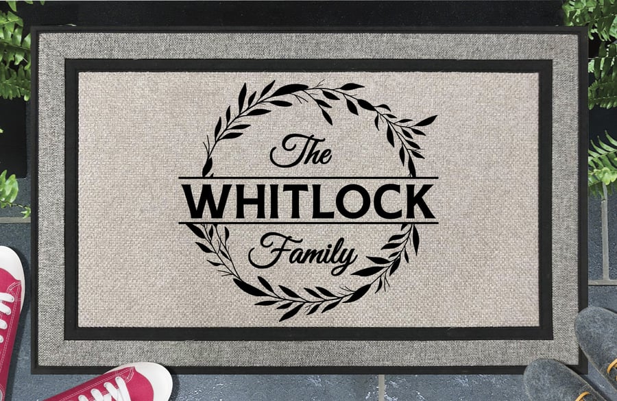 Personalised Surname Door Mat - Customised Family Name Doormat - All Weather 