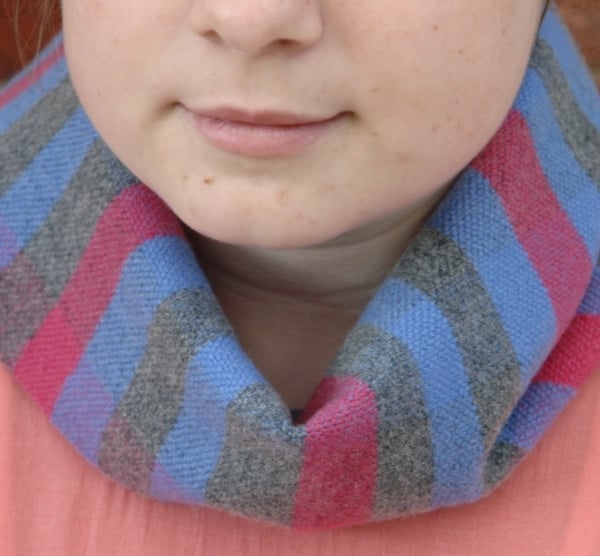 Hand Woven Lambswool Scarf Collar - Blue, Grey, Pink