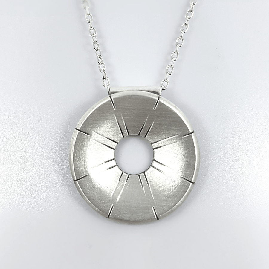 Donut Pendant Necklace in Silver with Patina - Gift-boxed with Free Delivery