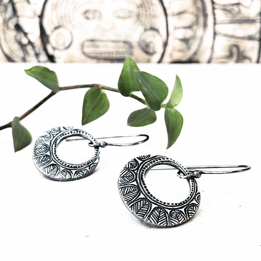 'Tonantzin' - Aztec inspired Silver earrings - hook earrings - unique jewellery