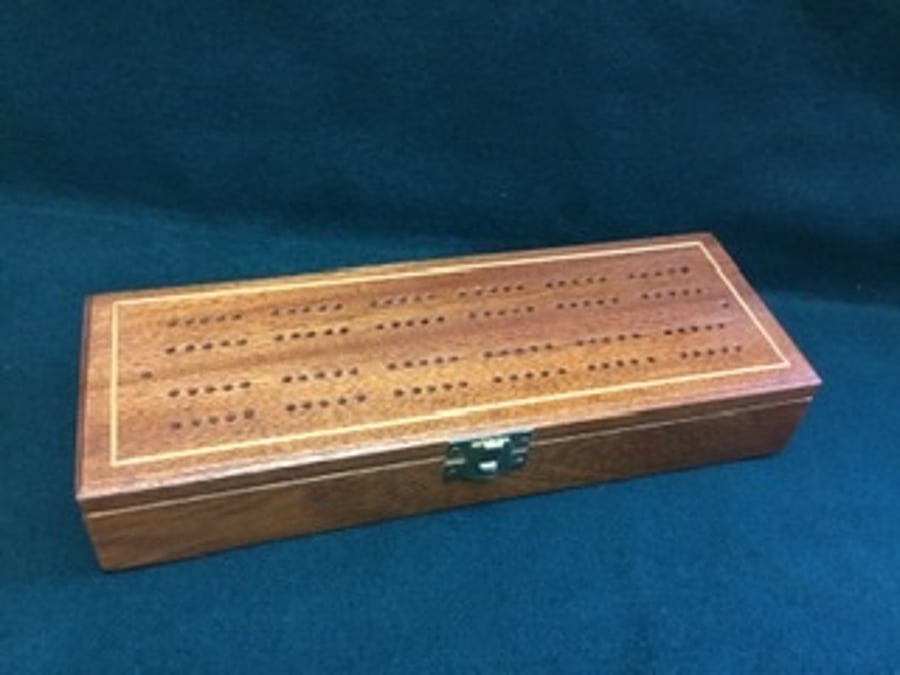 Cribbage Box Set in reclaimed solid mahogany