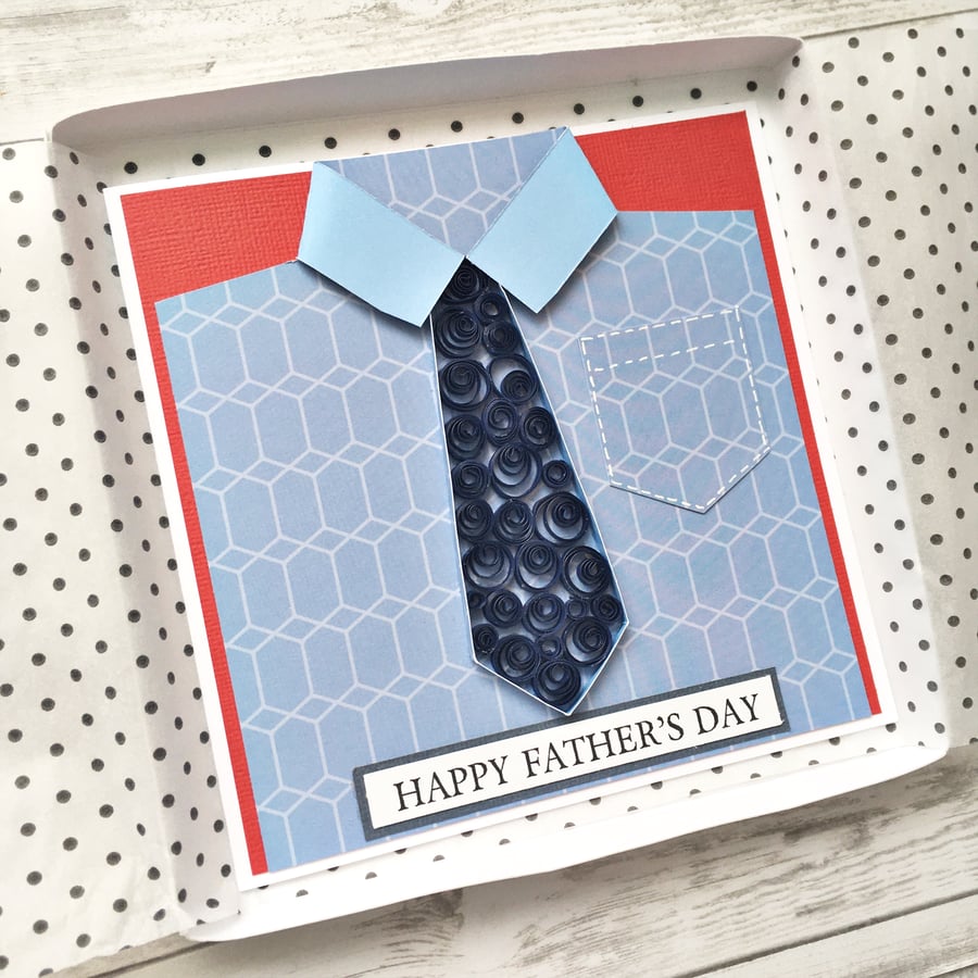 Father’s Day card - quilled tie and shirt - boxed option