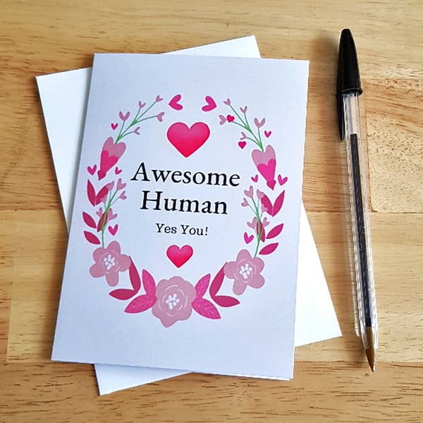 Awesome Human - Spread Kindness Uplifting Blank Card