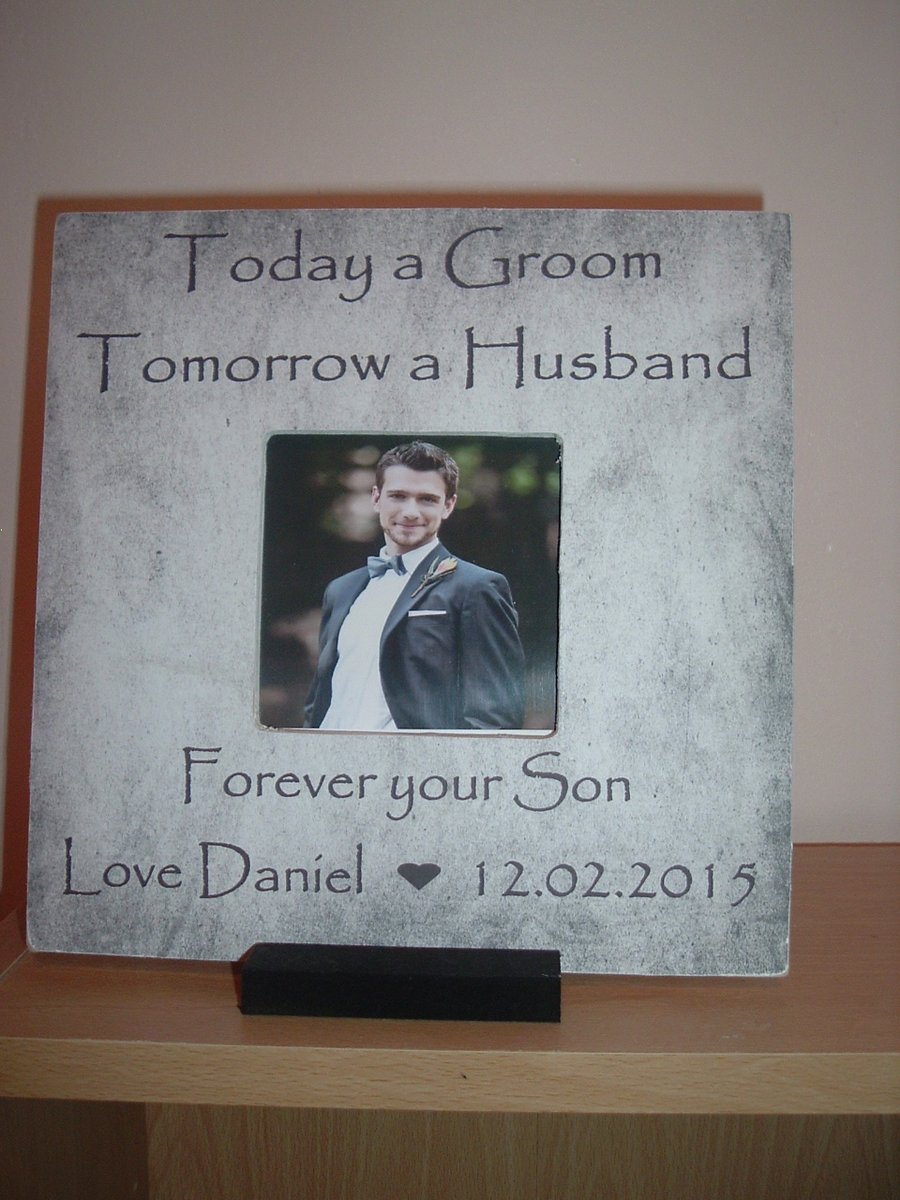 Shabby Chic today a groom husband son  wedding personalised photo frame gift 