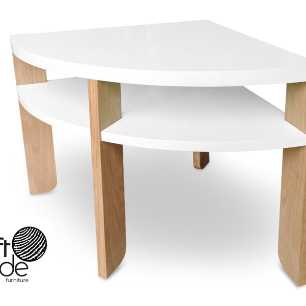 Low Side Table with Shelf, Handmade Corner Table, Oak Bedside Table Night Stand.