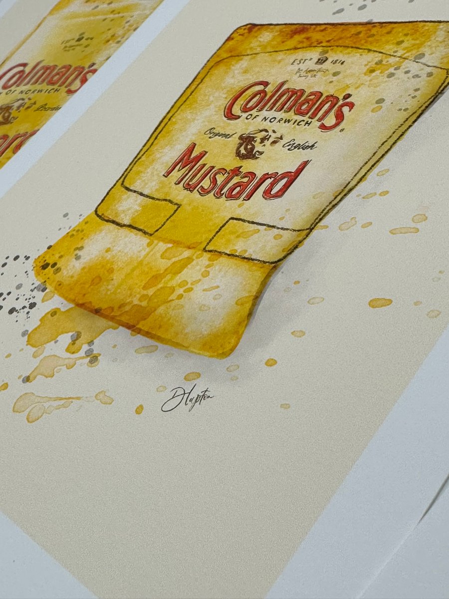 Watercolour Signed Art Print - Colmans Mustard Squeeze Bottle