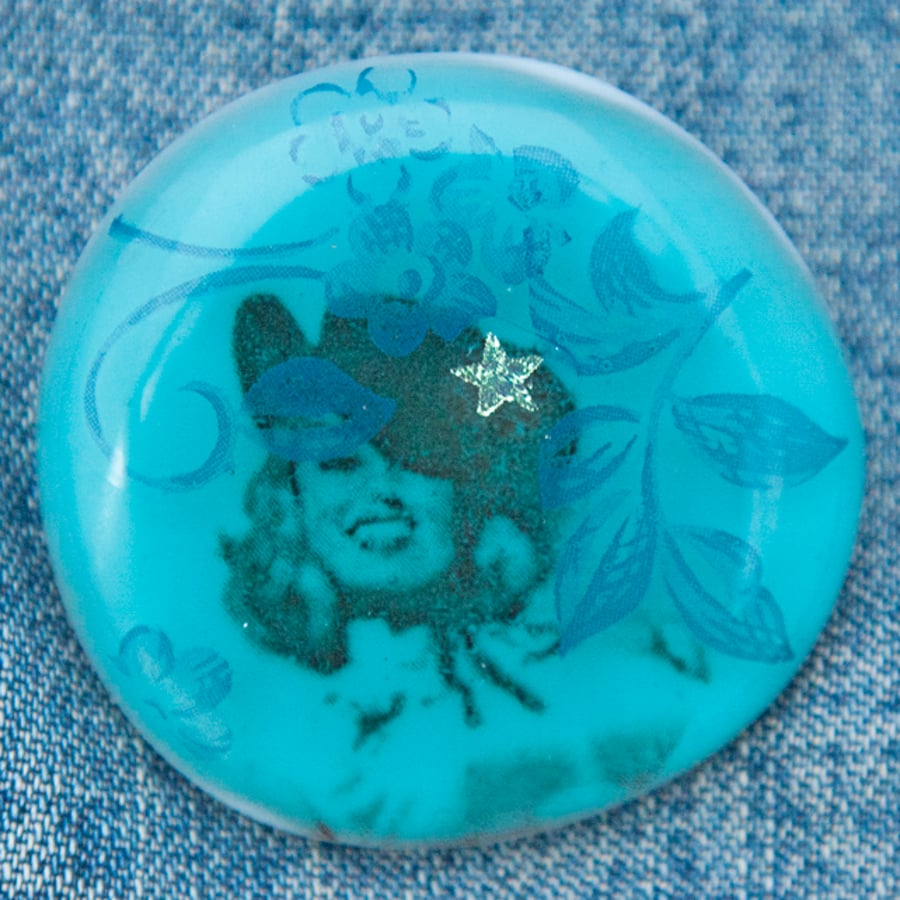 Fused Glass Cowgirl Brooch