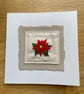 Poinsettia, Hand embroidered Christmas card, recycled card - Image 4