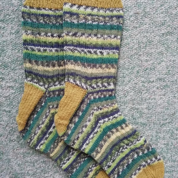 Socks, hand knitted, adult LARGE, size 9-11