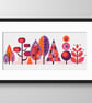 050H - Cross Stitch Scandinavian Forest Trees - Pink-Orange-Purple colourway - Image 3