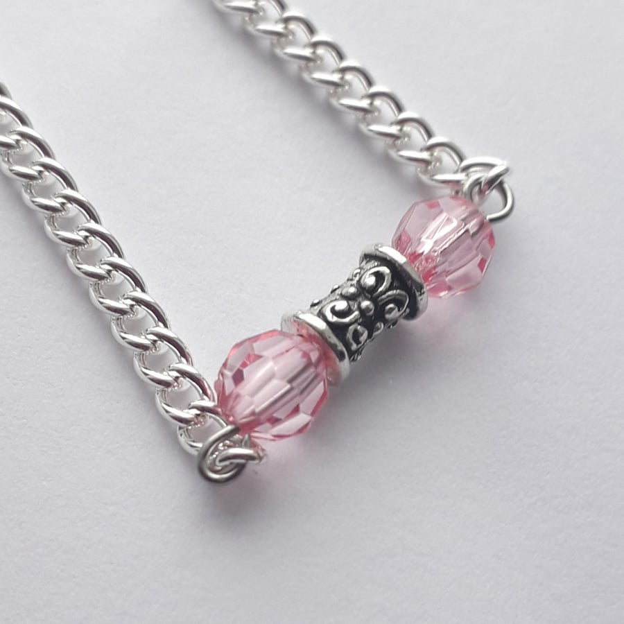 Pink Bead Chain Bracelet 