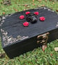 Handmade Gothic Skull & Red Rose Wooden Jewellery Trinket Box