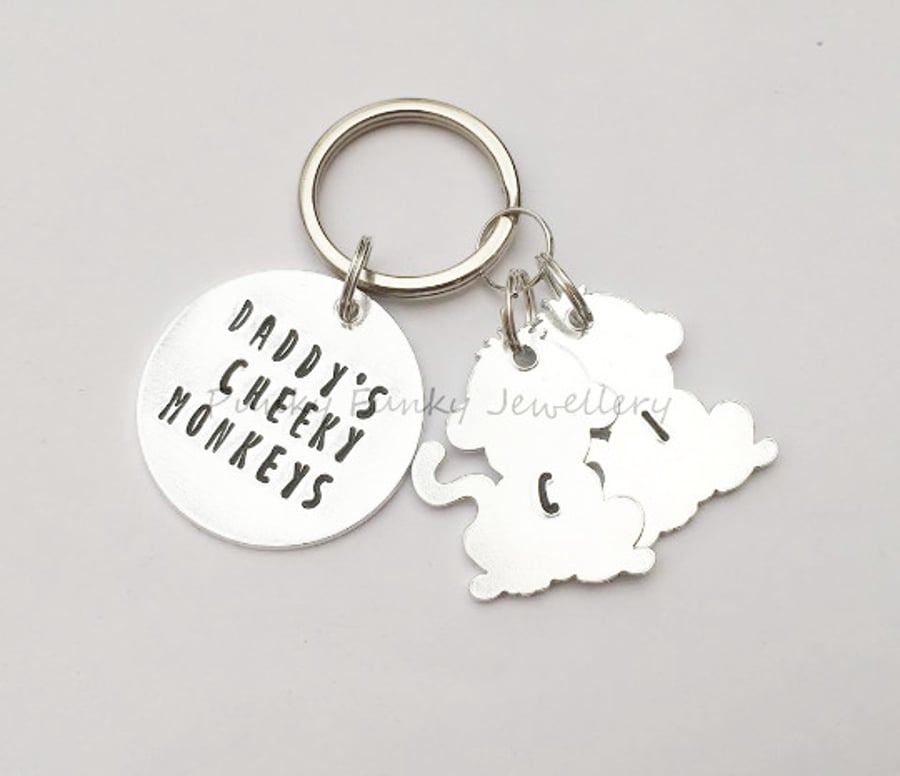 Daddy Keyring - Daddy’s Cheeky Monkeys - Personalised Dad Gifts - Unique Daddy