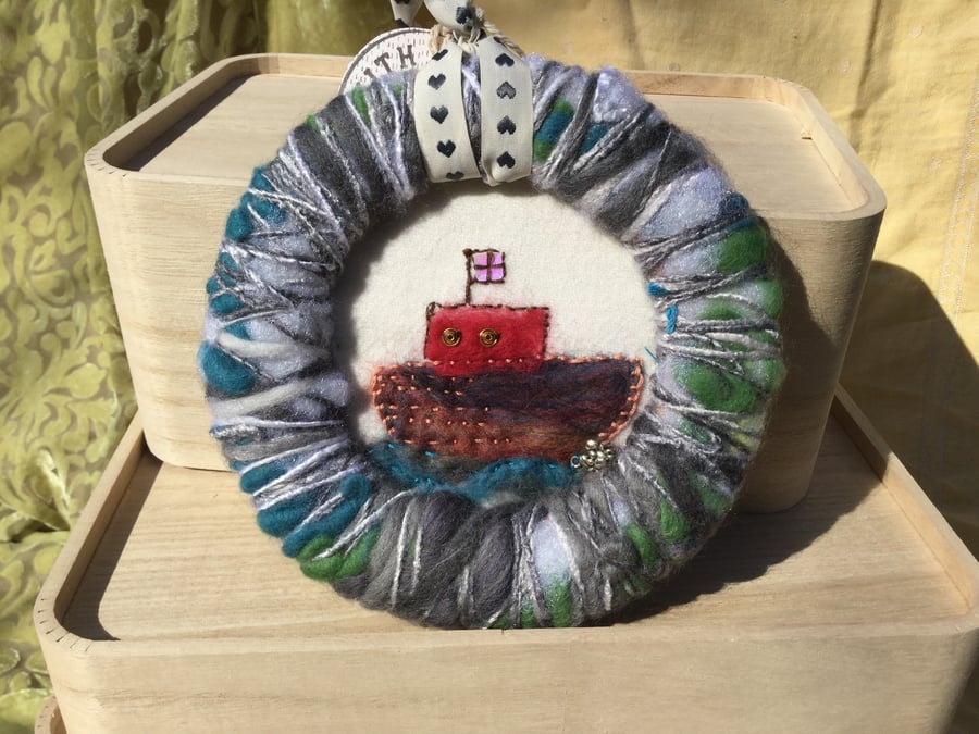 Little tug boat wall hanging