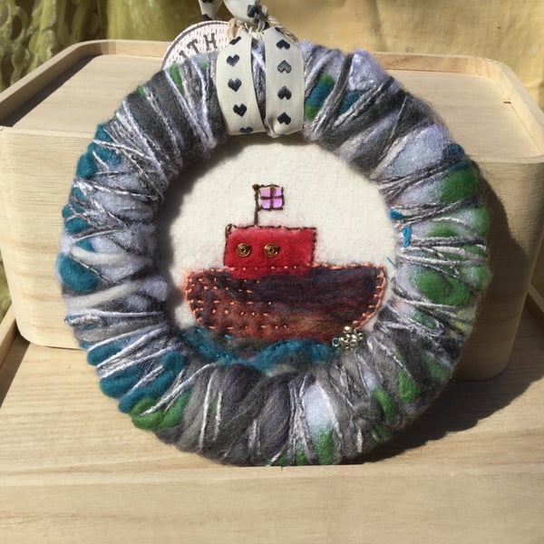 Little tug boat wall hanging