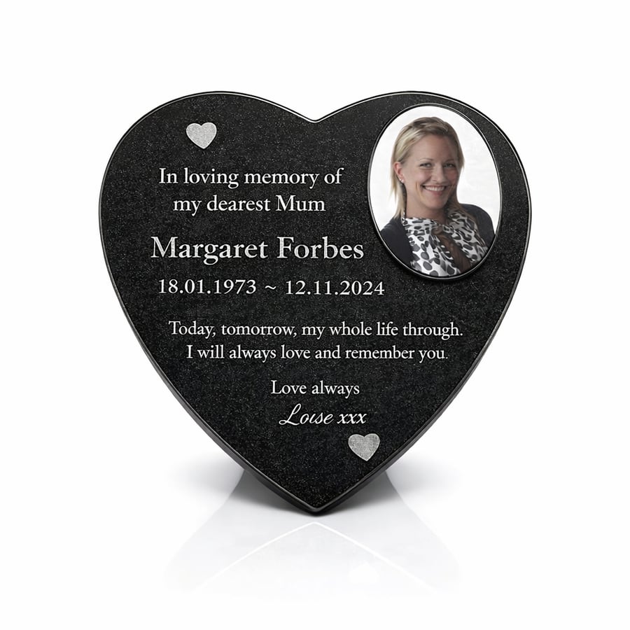  Engraved Granite Heart Cemetery Marker Heart Memorial Grave Plaque Headstone