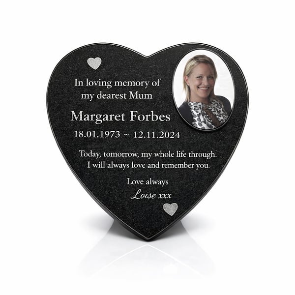  Engraved Granite Heart Cemetery Marker Heart Memorial Grave Plaque Headstone