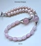 Designer Statement Natural Untreated Rose Quartz & Shell Pearl Necklace. - Image 1