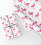 Gift Wrap Pink-White Flamingos & Matching Gift Tag-Wrapping Paper-LG06