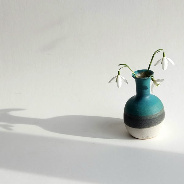 Small Bud vase in Tiree Sea glaze