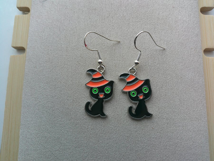 Halloween Cat charm earrings