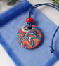 Handmade multi coloured polymer clay round pendant - Image 6