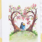 Blank Card Love Heart Tree. Anniversary, wedding, engagement, love