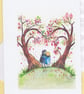 Blank Card Love Heart Tree. Anniversary, wedding, engagement, love