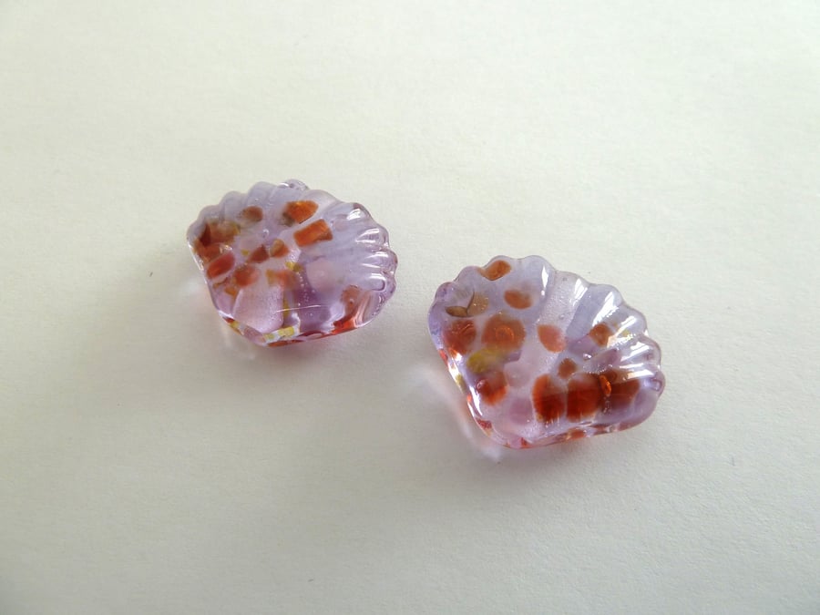 lilac shell lampwork glass beads